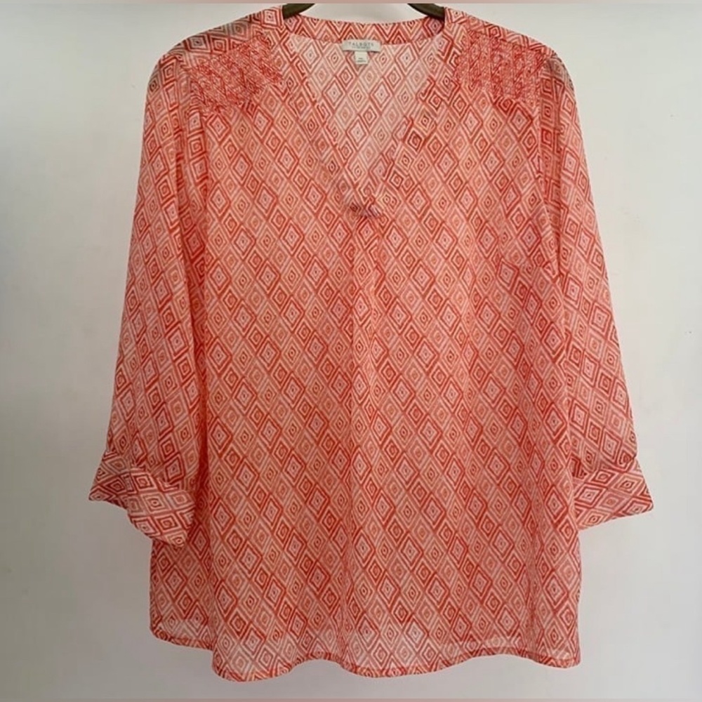 Talbots Patterned Chiffon Tunic Top